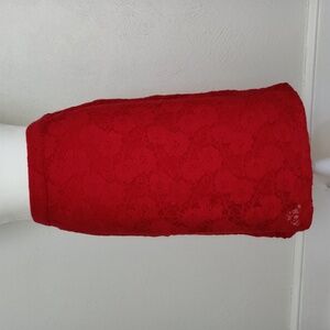 Maeve Alva Red Floral Lace Pencil Skirt